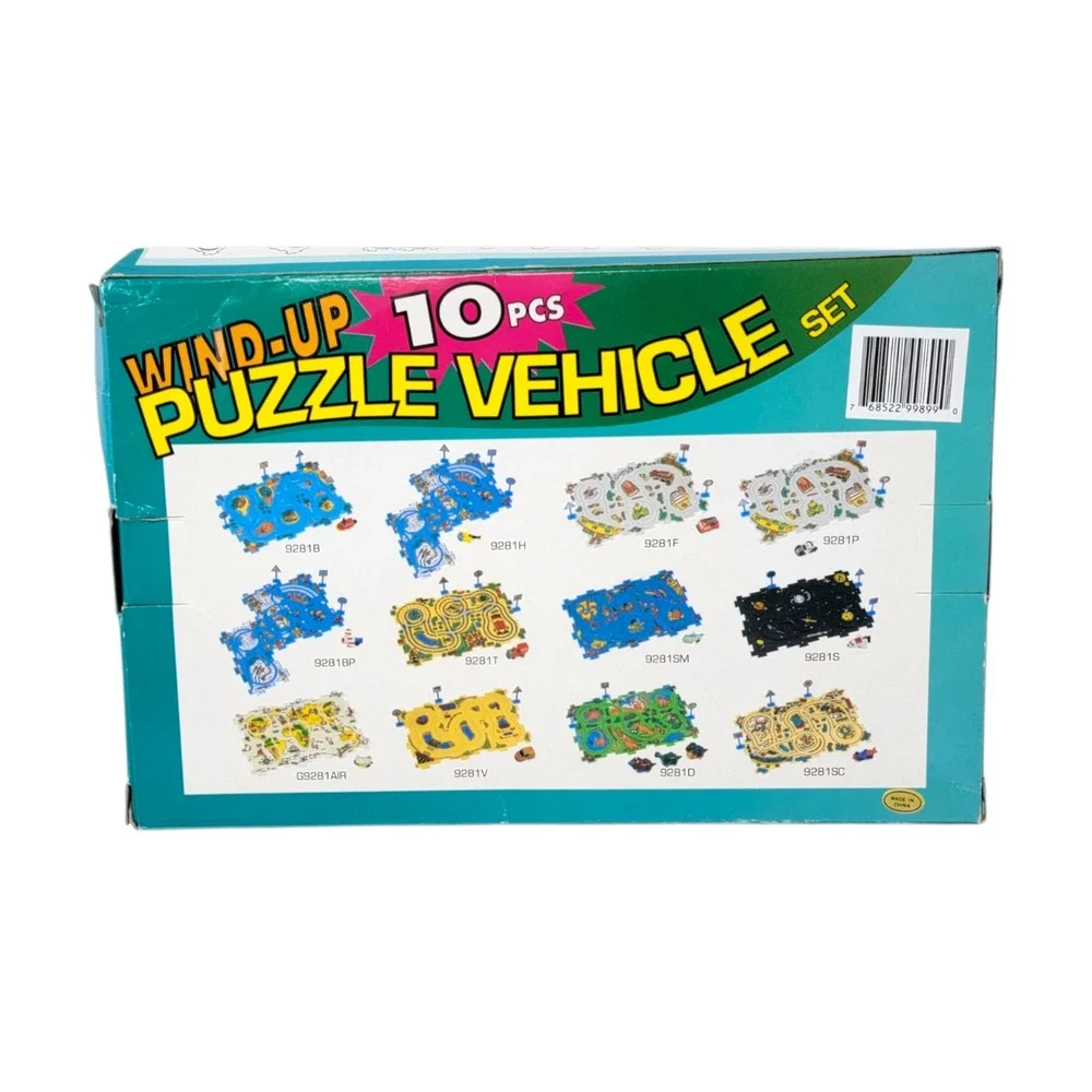 Vintage Wind-Up Puzzle First Responders Vehicle 10 Piece Track Toy 90s